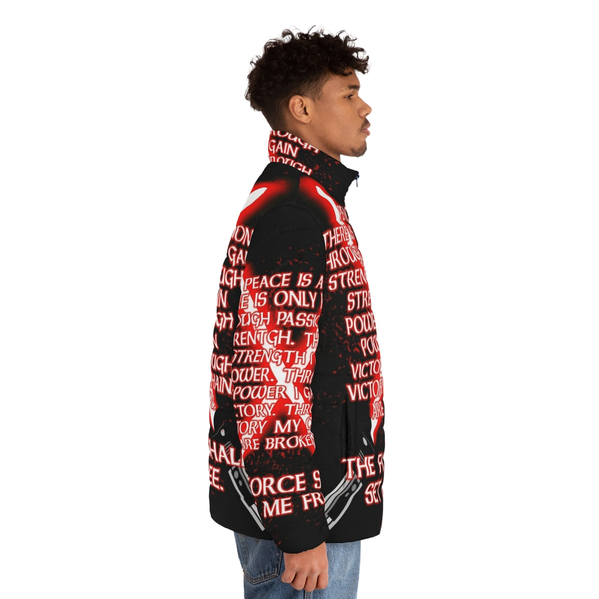 Sith Code Puffer Jacket with dark side inspired design - men side right