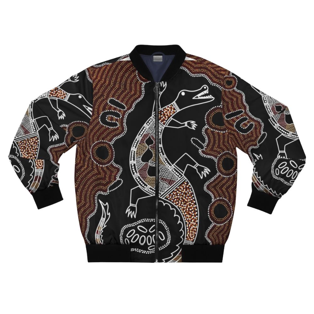 Authentic Aboriginal Art Crocodile Bomber Jacket