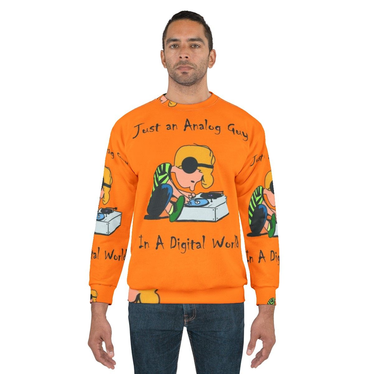 Retro analog guy in digital world sweatshirt - men