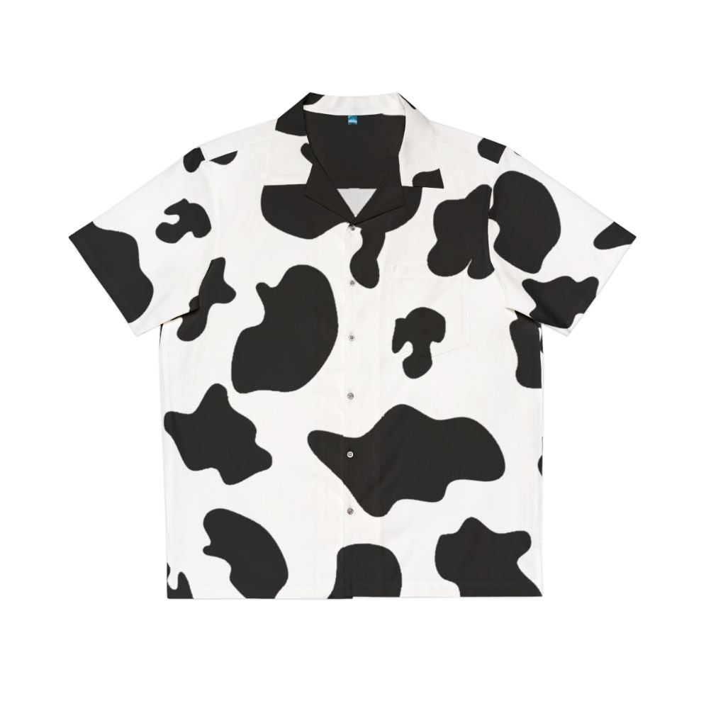 Cow pattern and spots animal print Hawaiian-style shirt