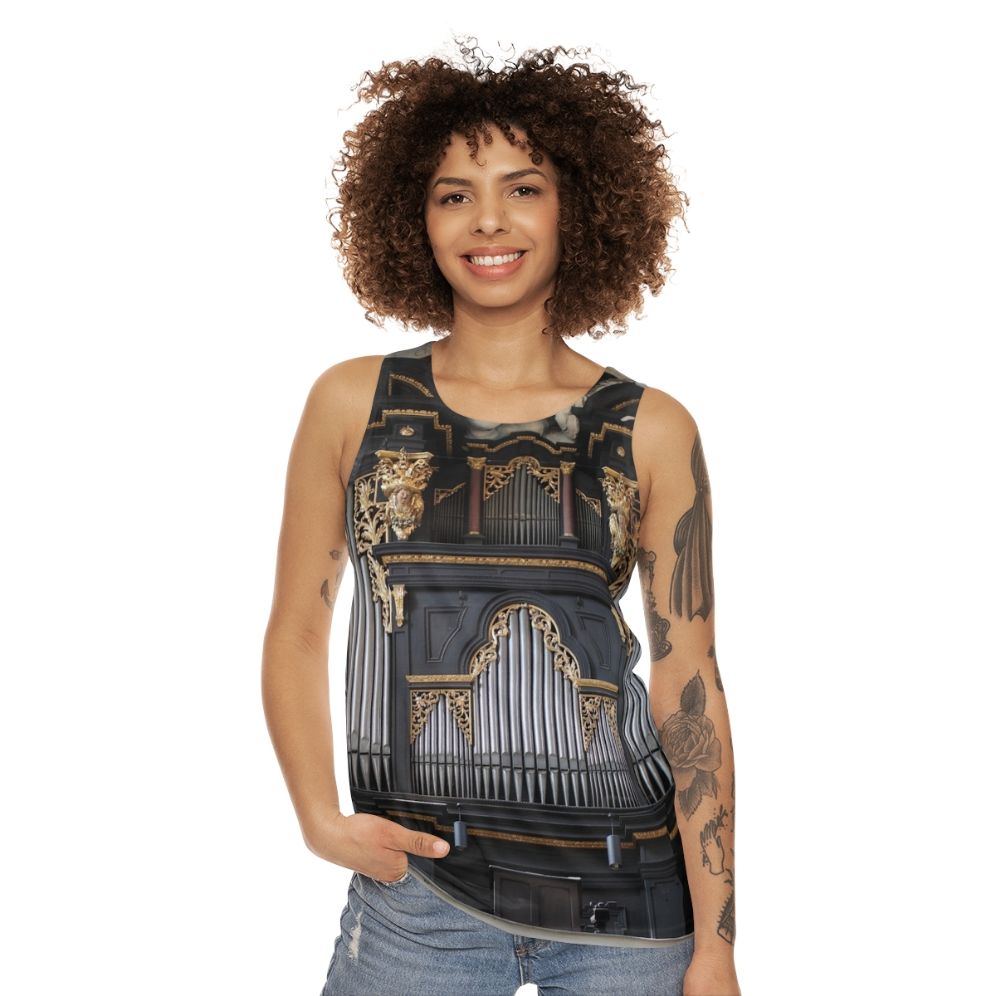 Unisex tank top featuring the main pipe organ of St. Emmeram Church in Regensburg, Germany - women