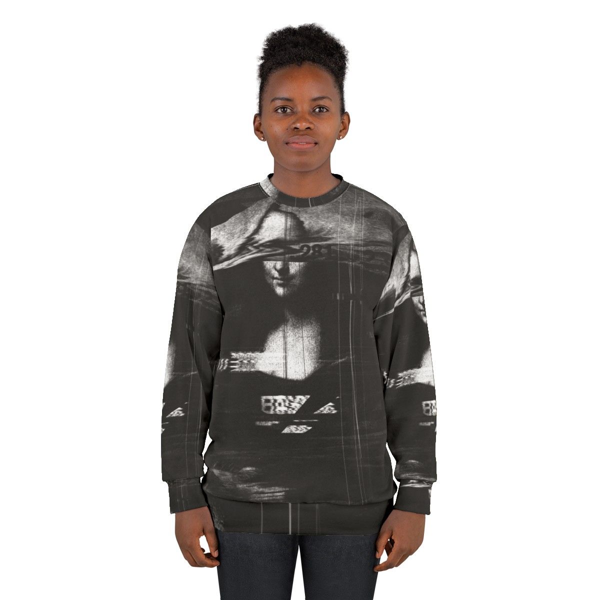 Mona Lisa Glitch Art Sweatshirt - women