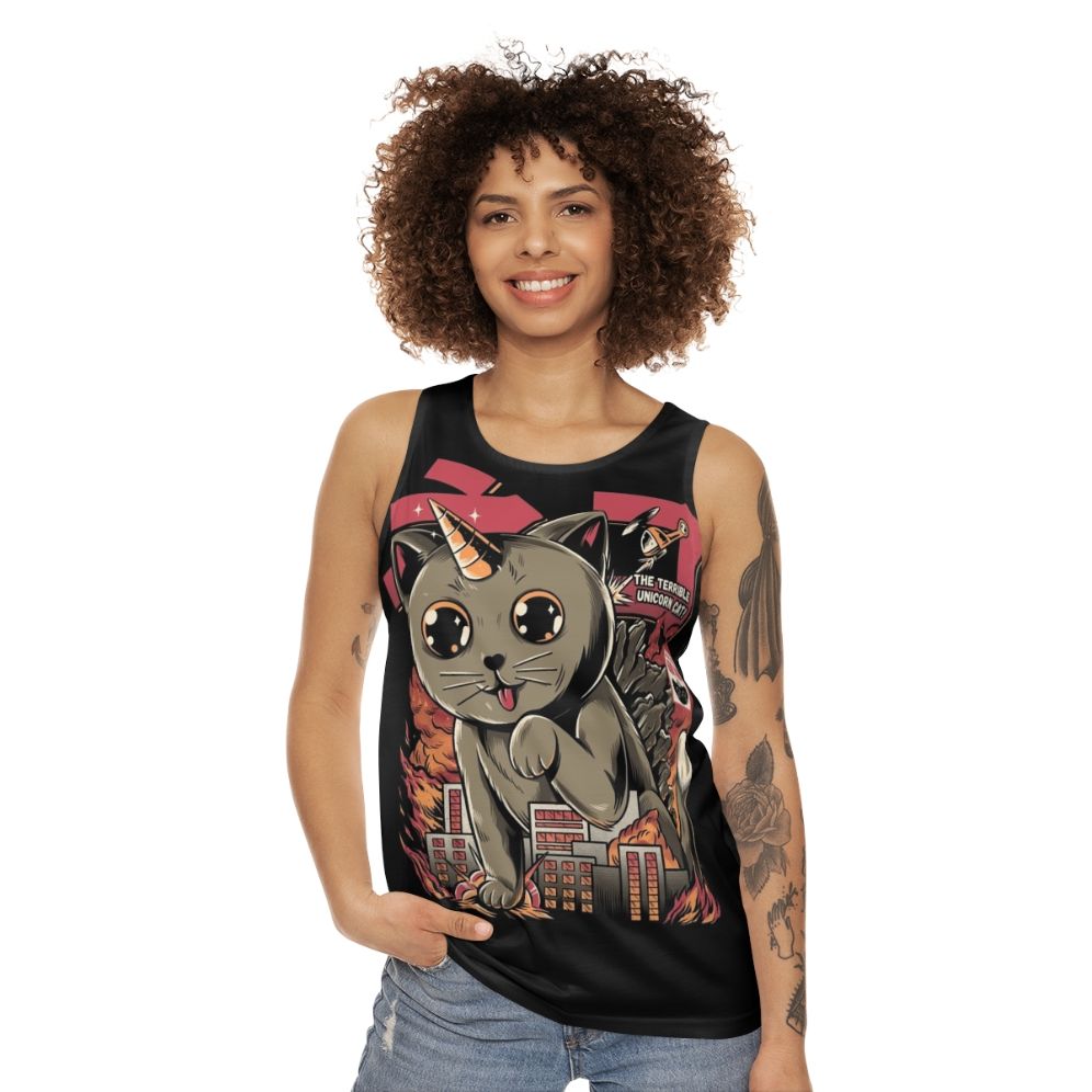 Catzilla Unisex Tank Top 2 - Cute Kaiju Monster Tee - women