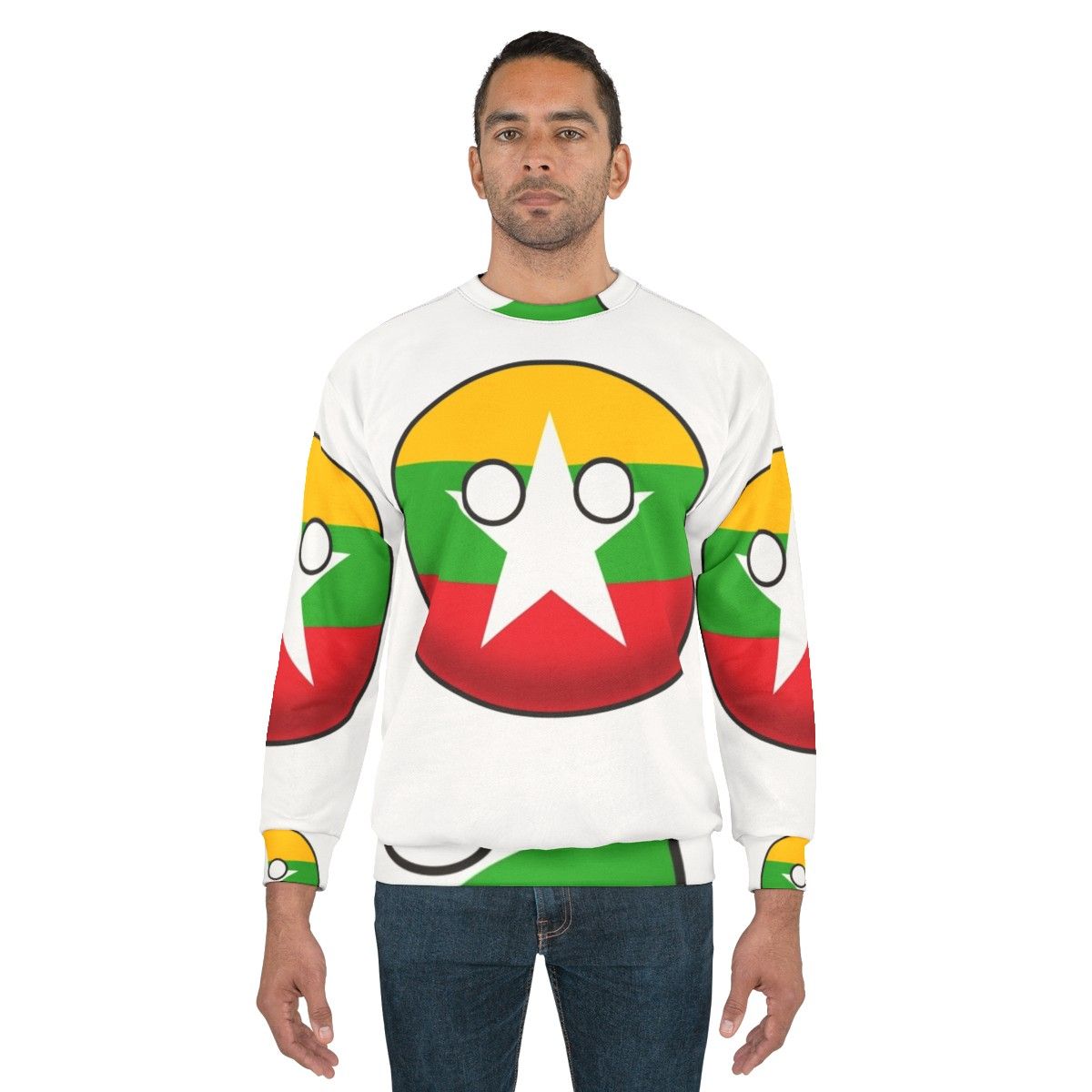 Myanmar Countryball Sweatshirt, showcasing the national flag and cultural pride - men