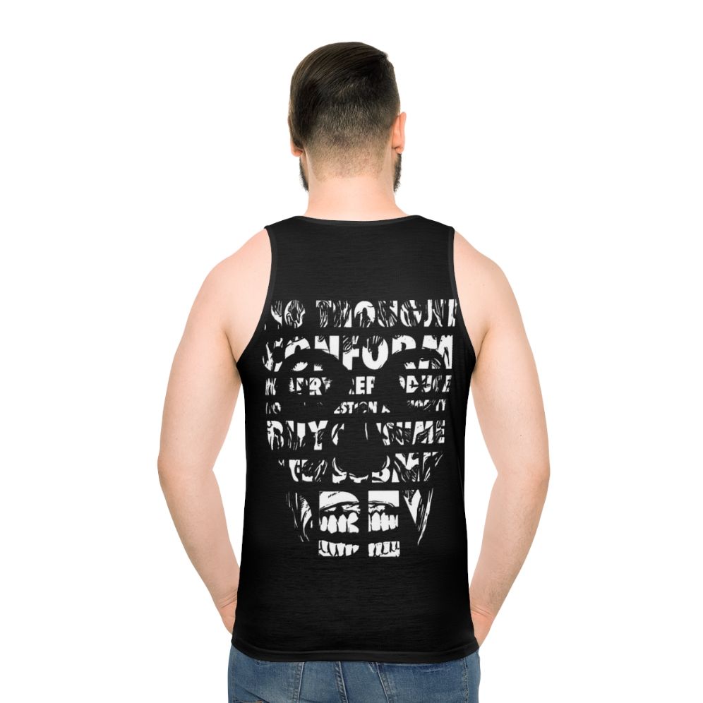 "They Live" Unisex Black and White Tank Top - men back