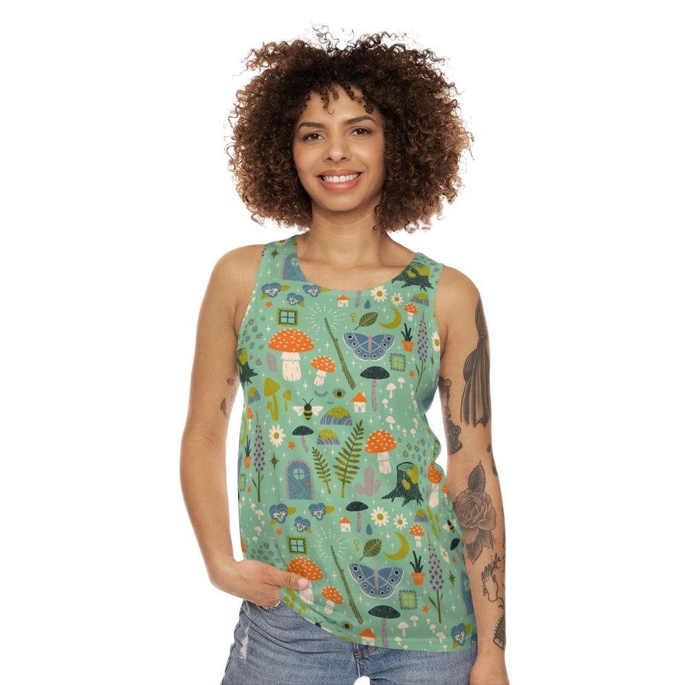 Fairy Garden Unisex Tank Top with Whimsical Floral Pattern - women