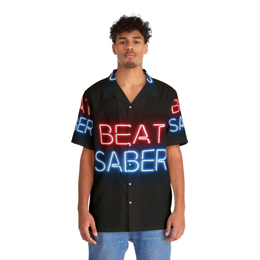 Beat Saber Virtual Reality Hawaiian Shirt - People Front