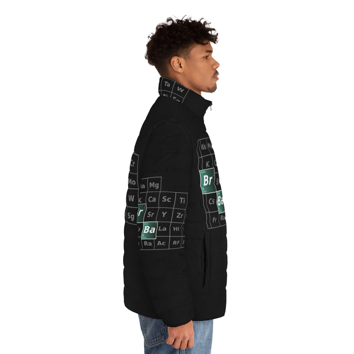 Breaking Bad Periodic Table Puffer Jacket featuring Heisenberg design - men side right