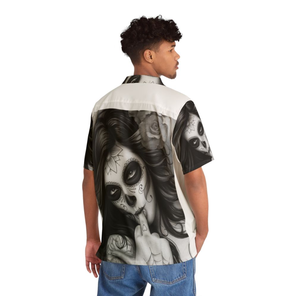 Chicano Style Hawaiian Shirt with Skull and Tattoo Design - People Back