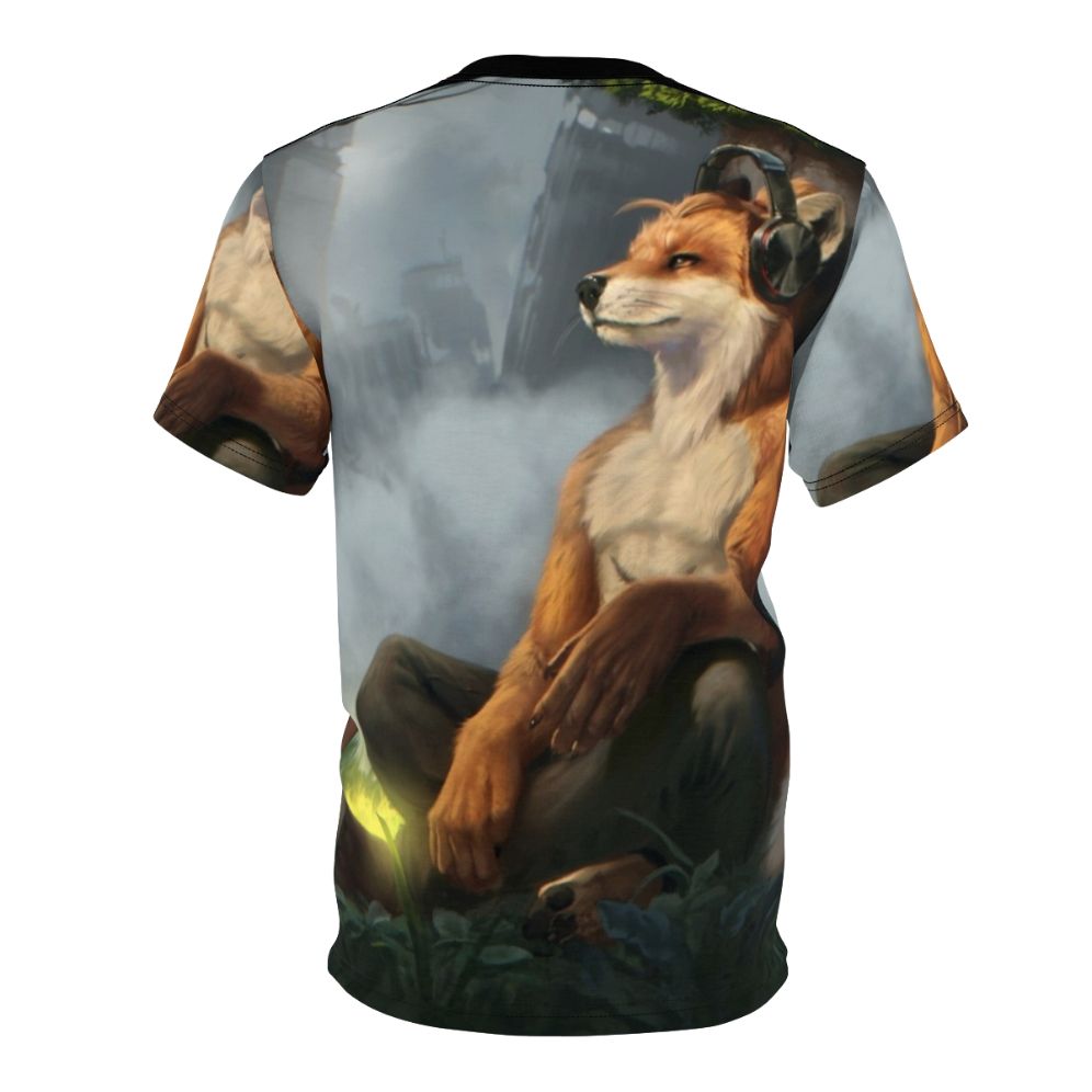 Vibrant anthropomorphic digital art t-shirt featuring a colorful fantasy animal design - Back