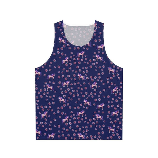 Retro unicorn flowers unisex tank top