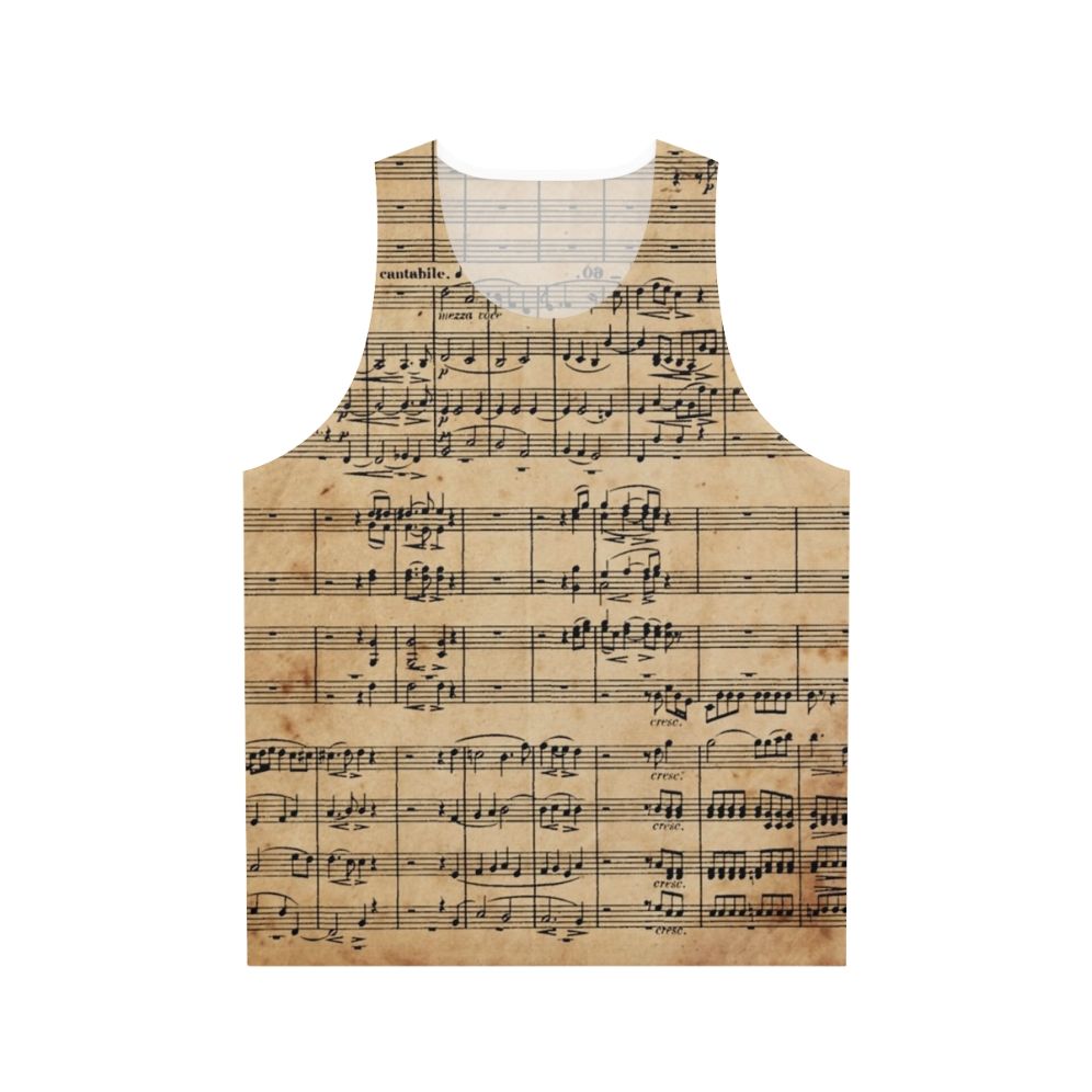 Beethoven's 9th symphony sheet music on antique paper design for unisex tank top