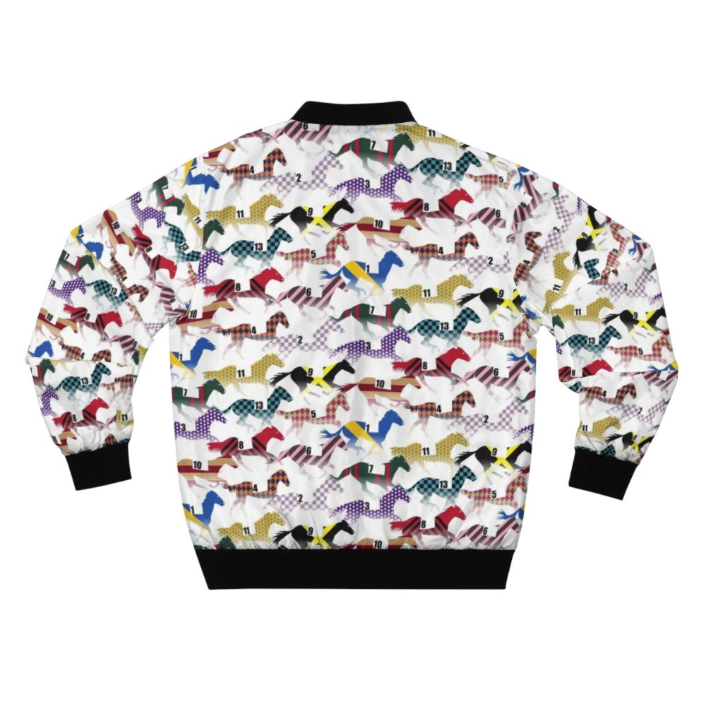 Colorful horse racing pattern bomber jacket with jockey silks design - Back