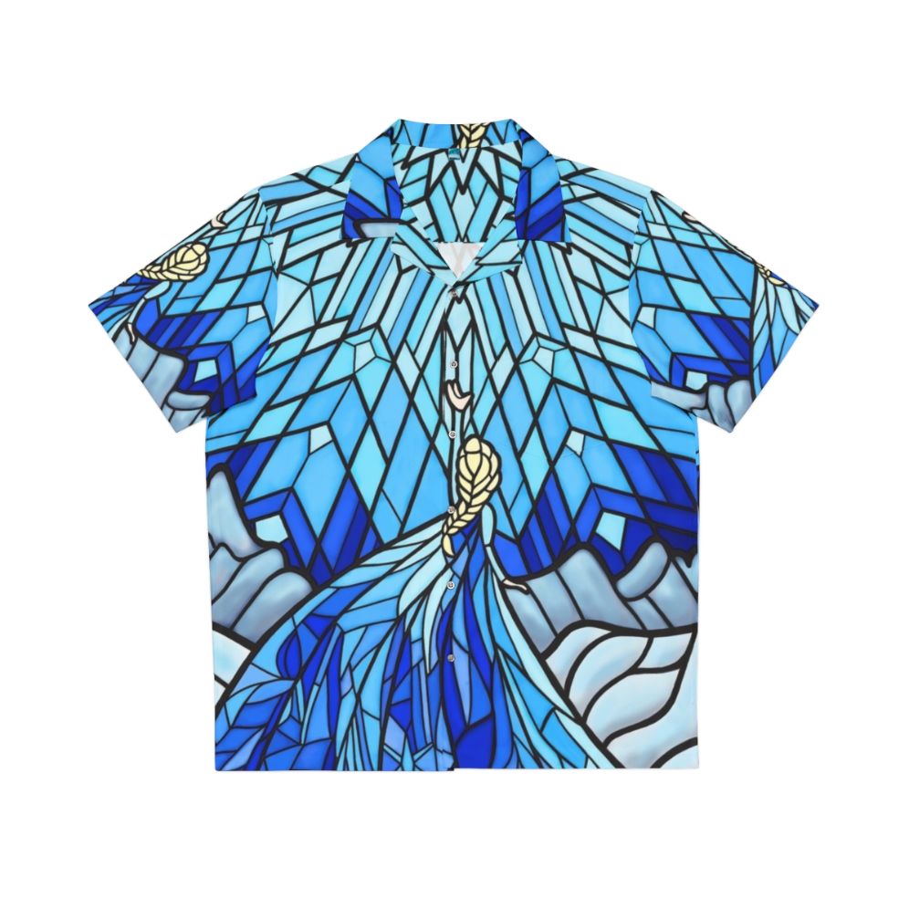 frozen fractal stained glass window elsa hawaiian shirt