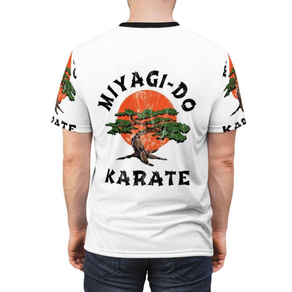 Vintage-style distressed t-shirt featuring a karate design inspired by the 80s movie Karate Kid. - men back