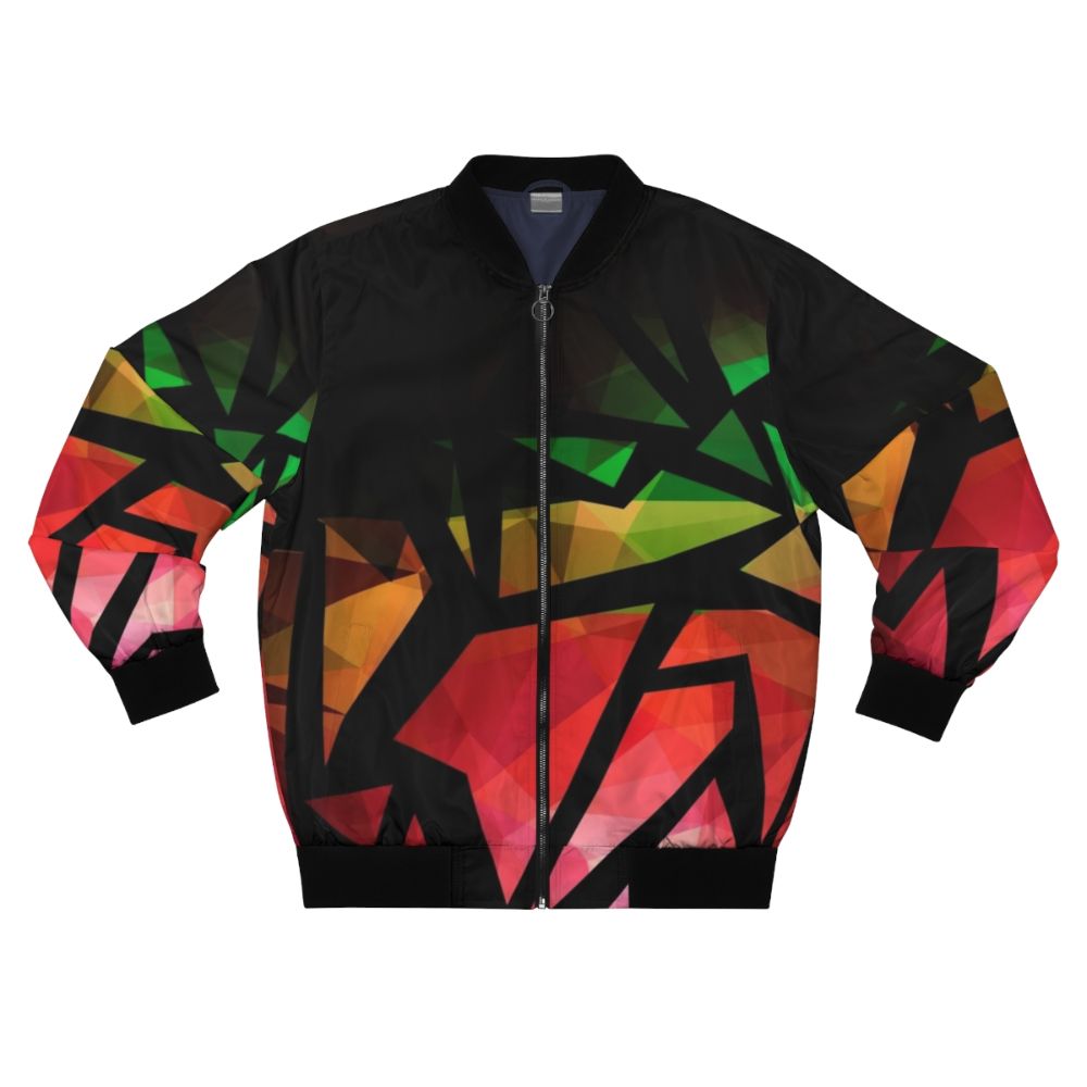 Vibrant abstract polygon print bomber jacket