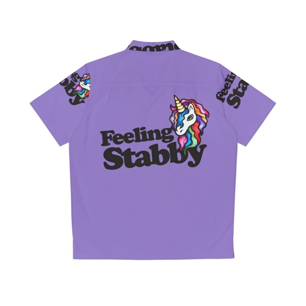 Feeling Stabby Retro Hawaiian Shirt with Cute Rainbow Unicorns - Back