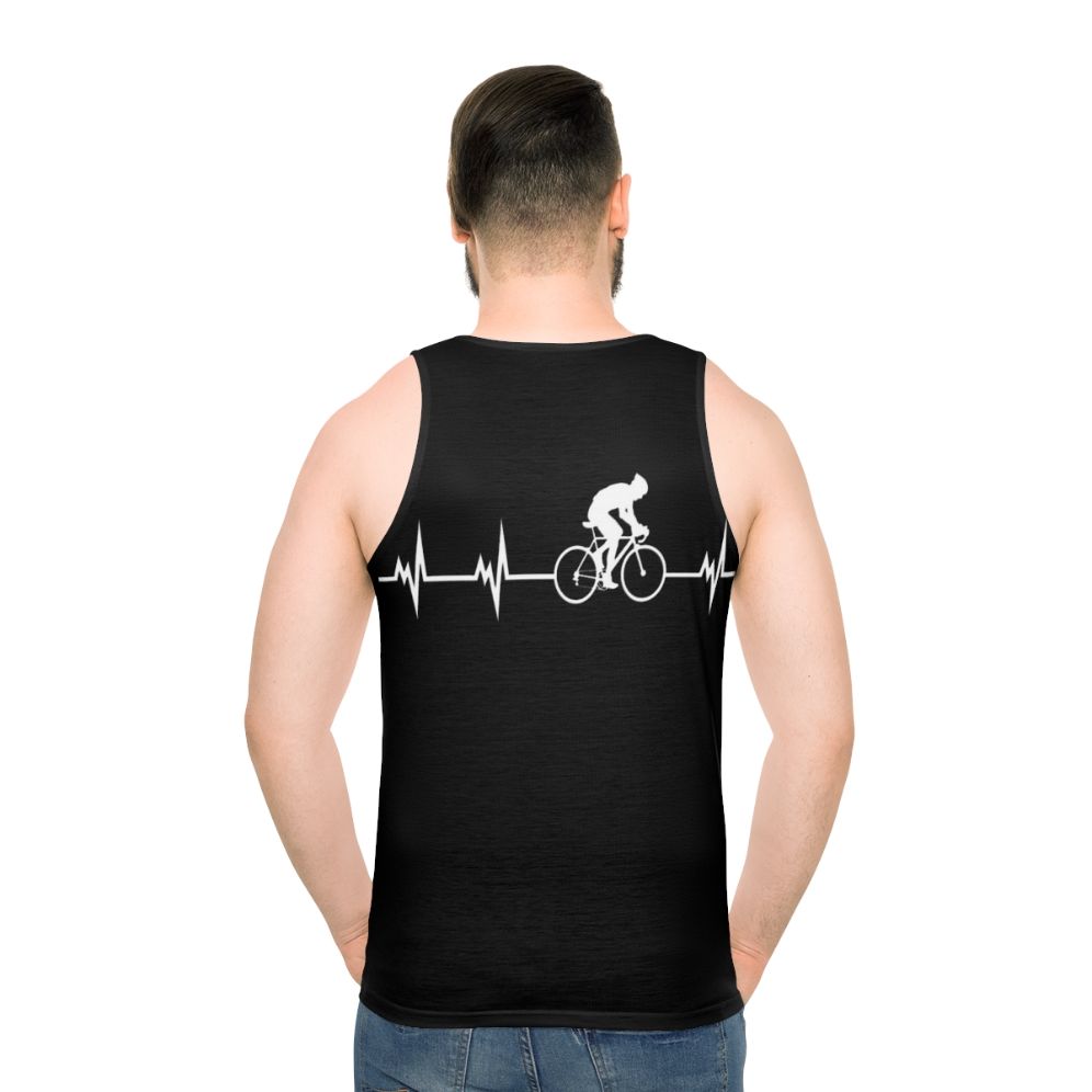 Cycling in a Heartbeat Unisex Tank Top - men back