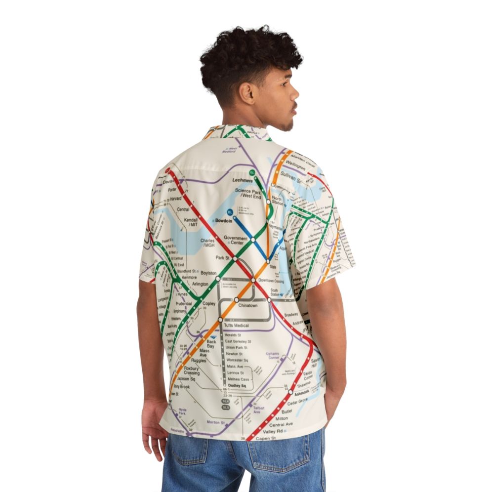 Boston area transportation map printed on a Hawaiian shirt - People Back