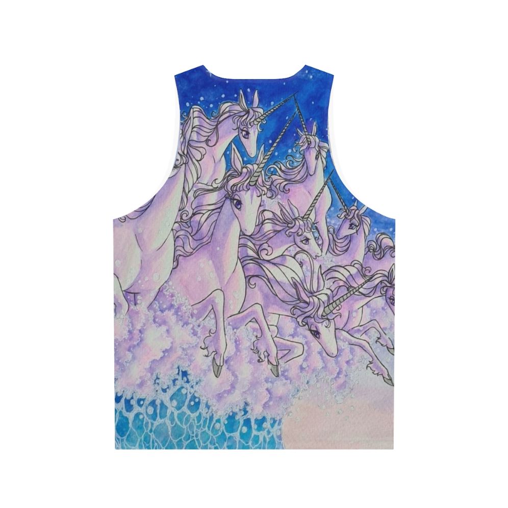 Unisex unicorn tank top with watercolor sea and fantasy design - Back