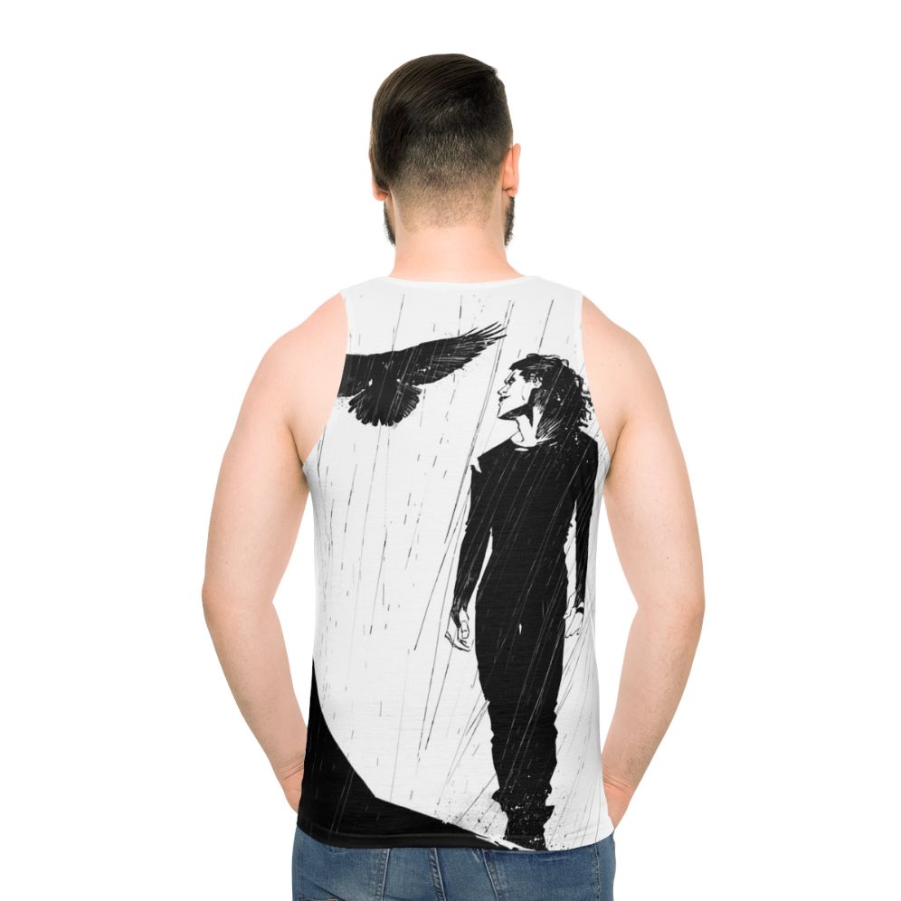 The Raven Unisex Tank Top featuring iconic imagery from the cult movie "The Crow" - men back