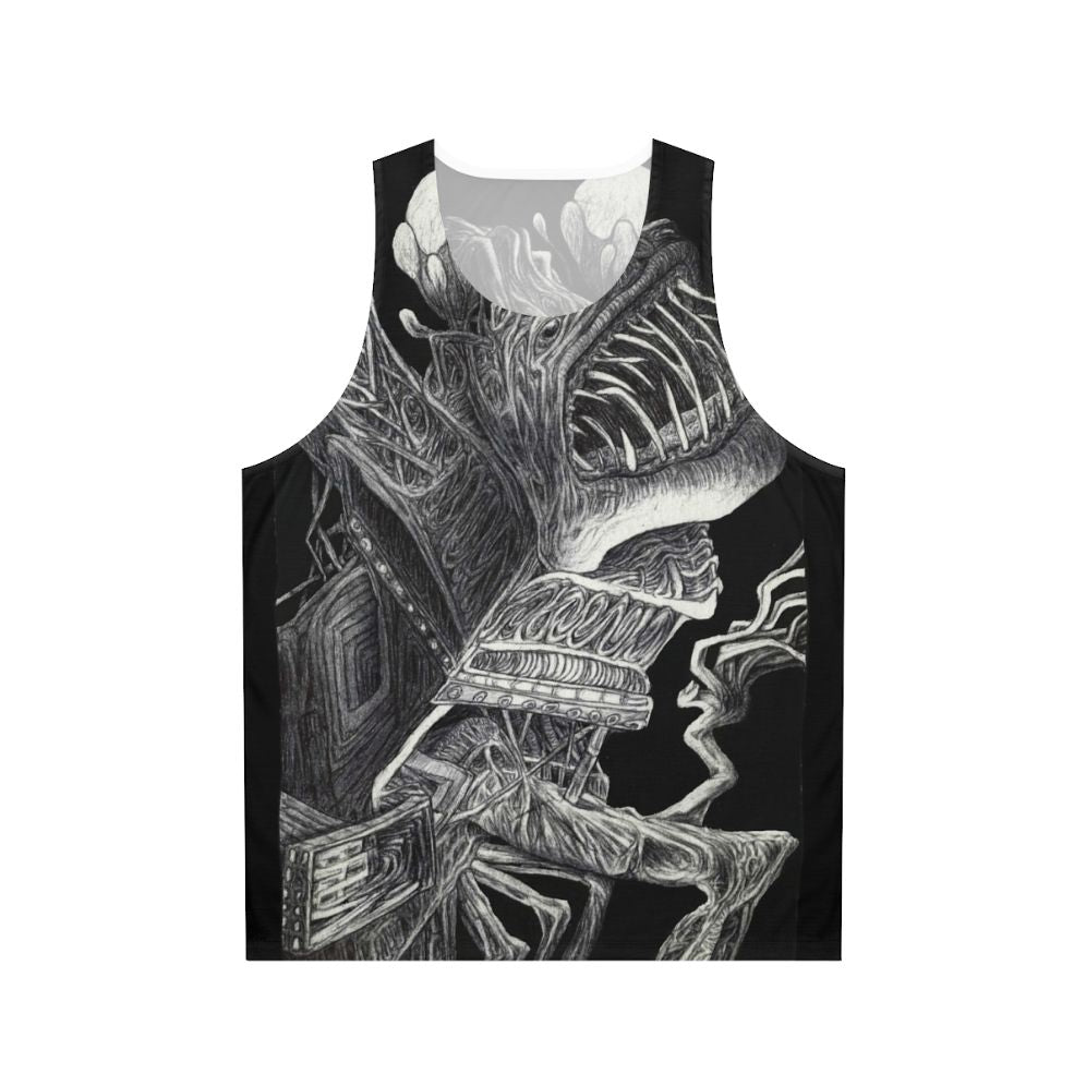 Surreal horror unisex tank top with monster graphic