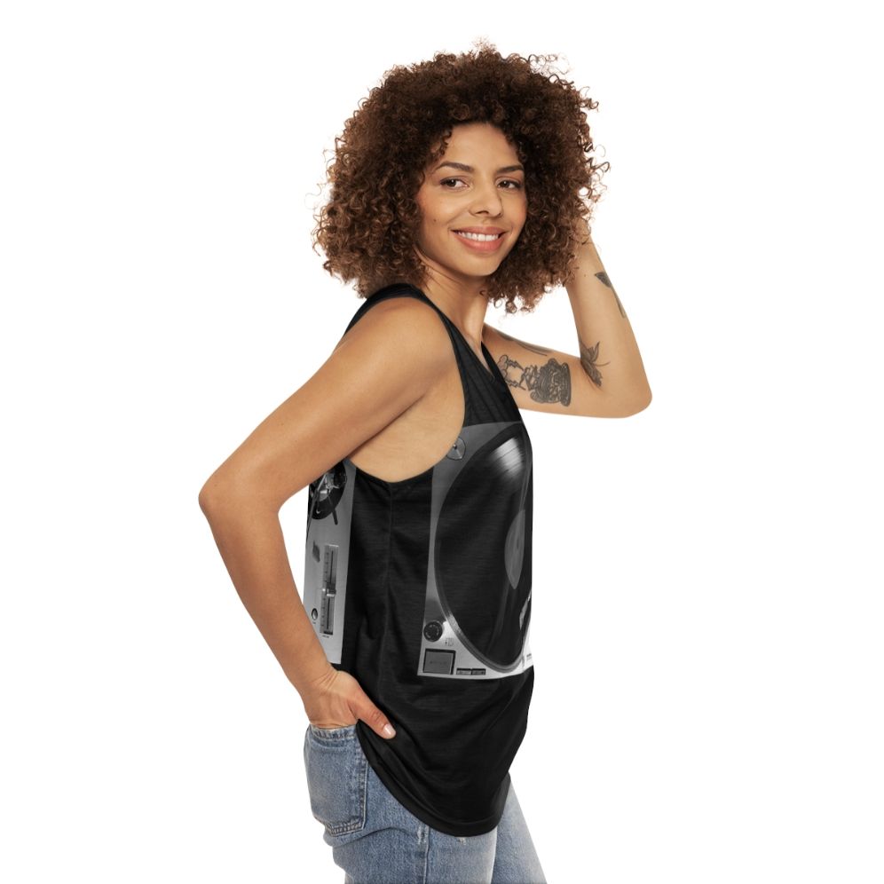 Vintage Turntable Unisex Tank Top - women side