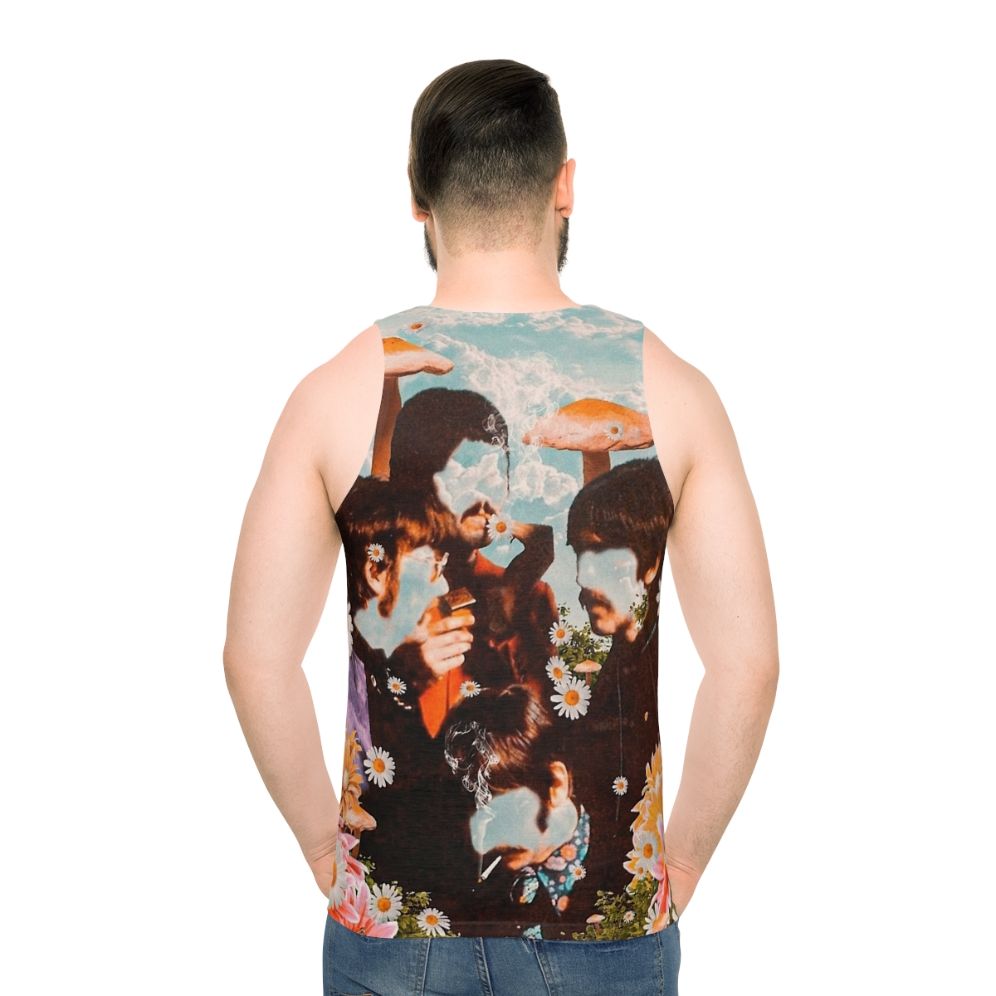 Psychedelic mushroom and flower design unisex tank top - men back