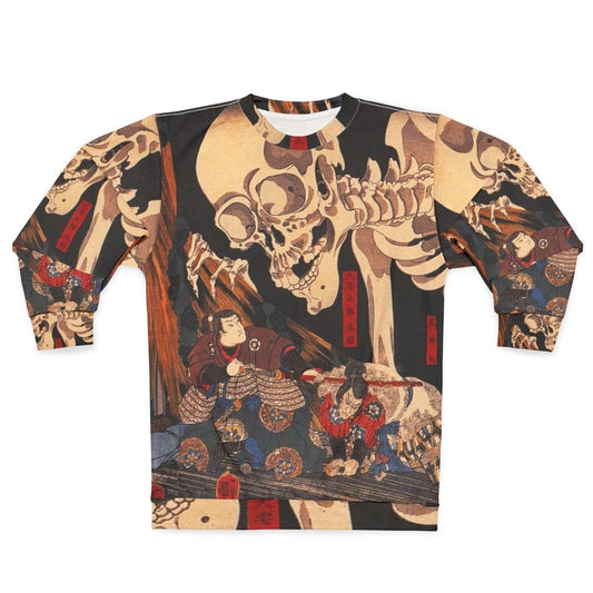 Ukiyo-e inspired sweatshirt with skeleton spectre design