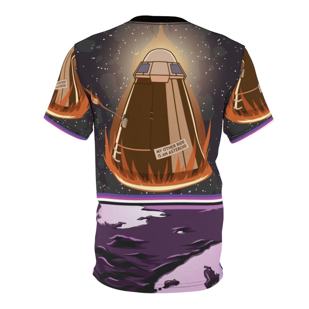 Galactic Adventure Print-on-Demand T-Shirt featuring a space-themed vector design with rockets, planets, and the universe - Back