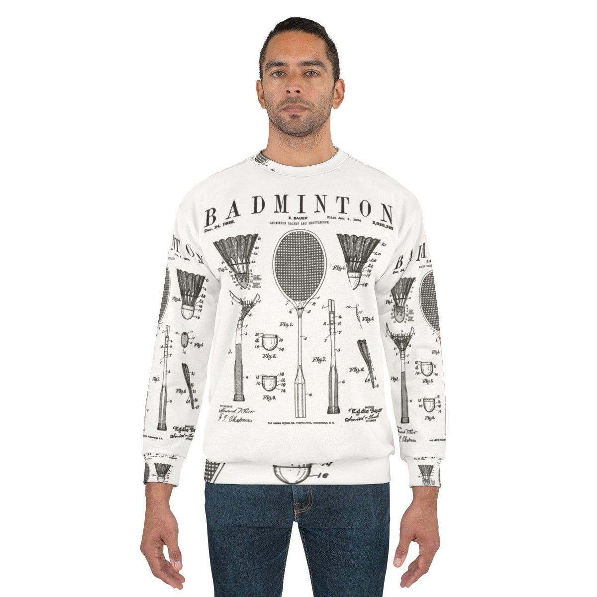 Vintage Badminton Patent Art Print Sweatshirt - men