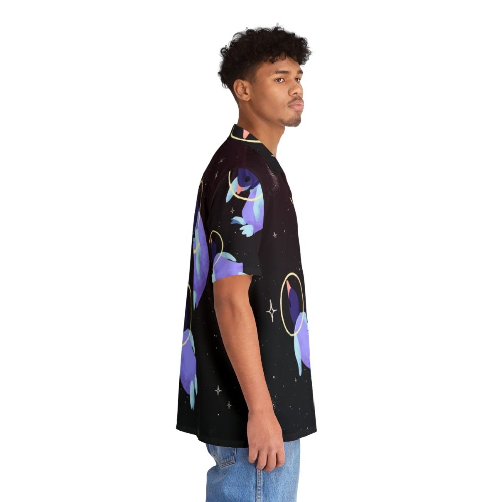 Cute space penguins in a galaxy print Hawaiian shirt design - People Pight