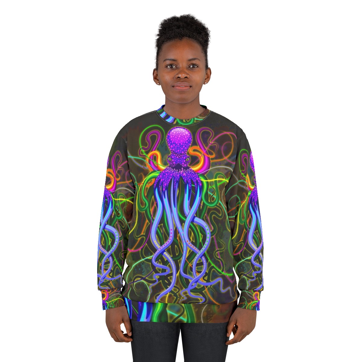 Luminescent octopus psychedelic sweatshirt - women