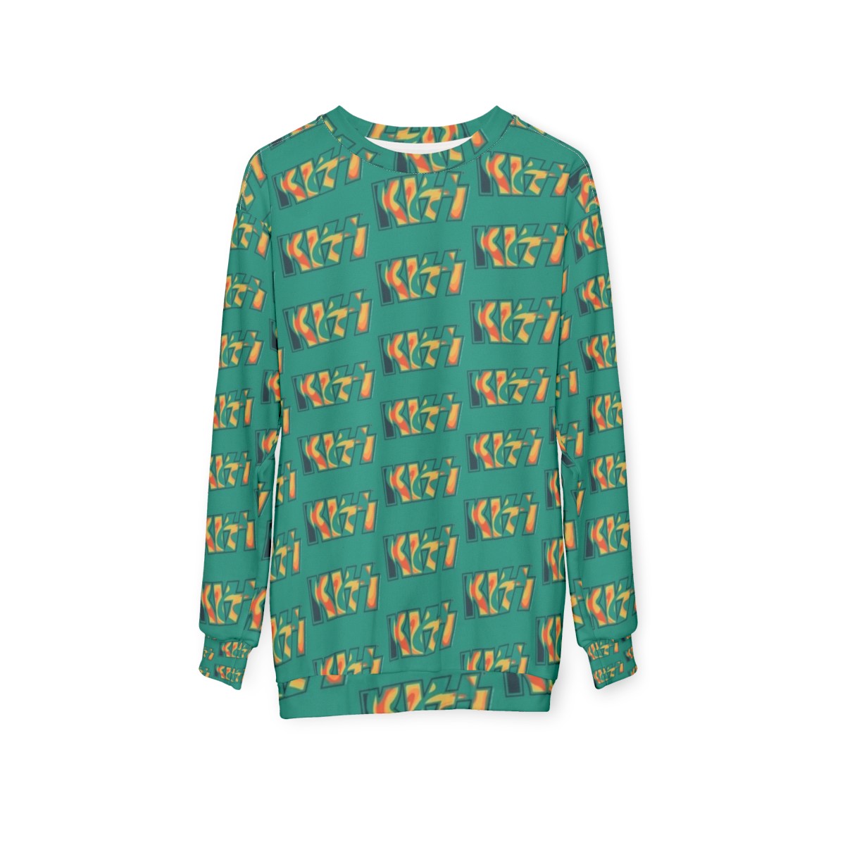 Kiss the Band Tropical Tie Dye Green Sweatshirt - hanging