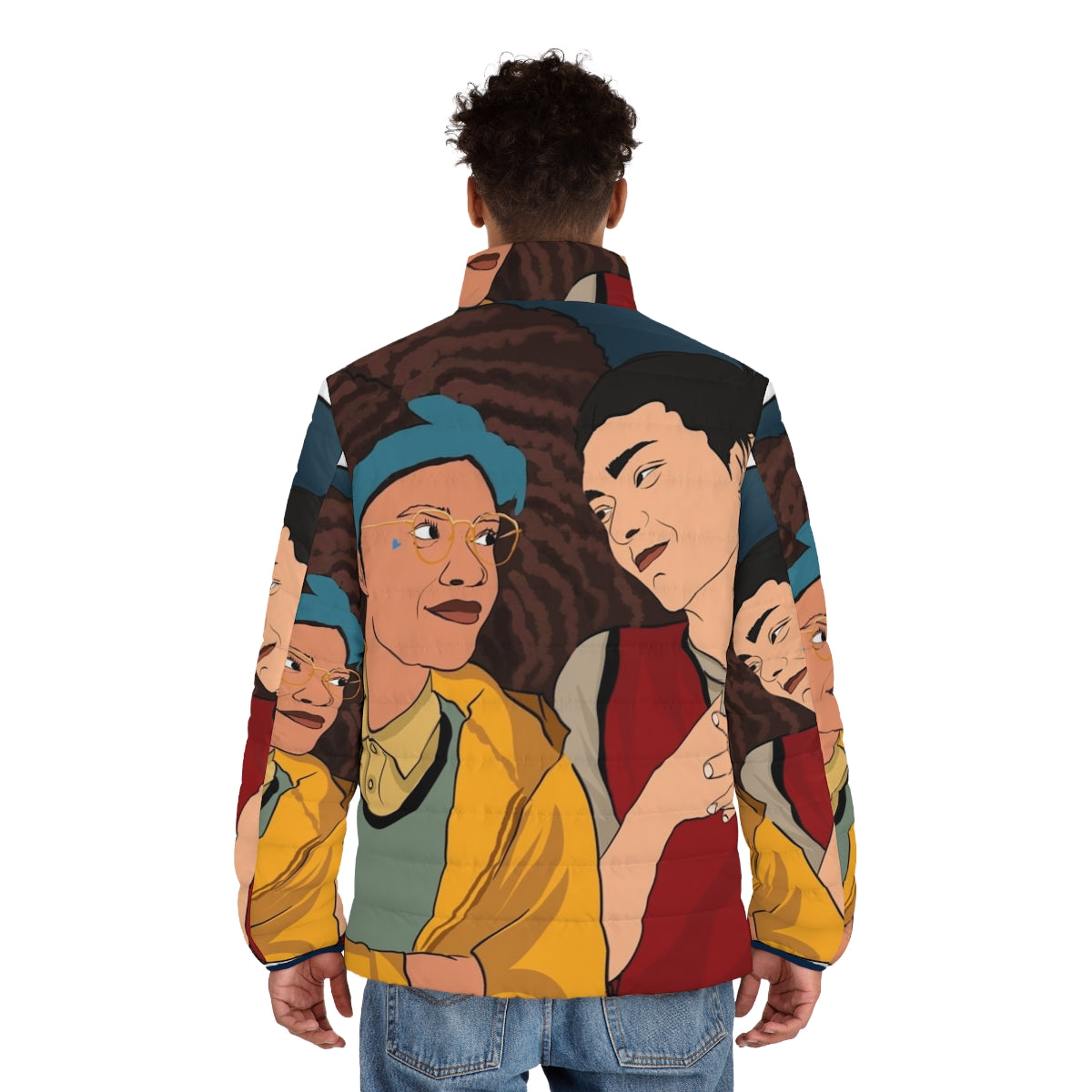 Heartstopper Elle Tao Puffer Jacket featuring the show's characters - men back