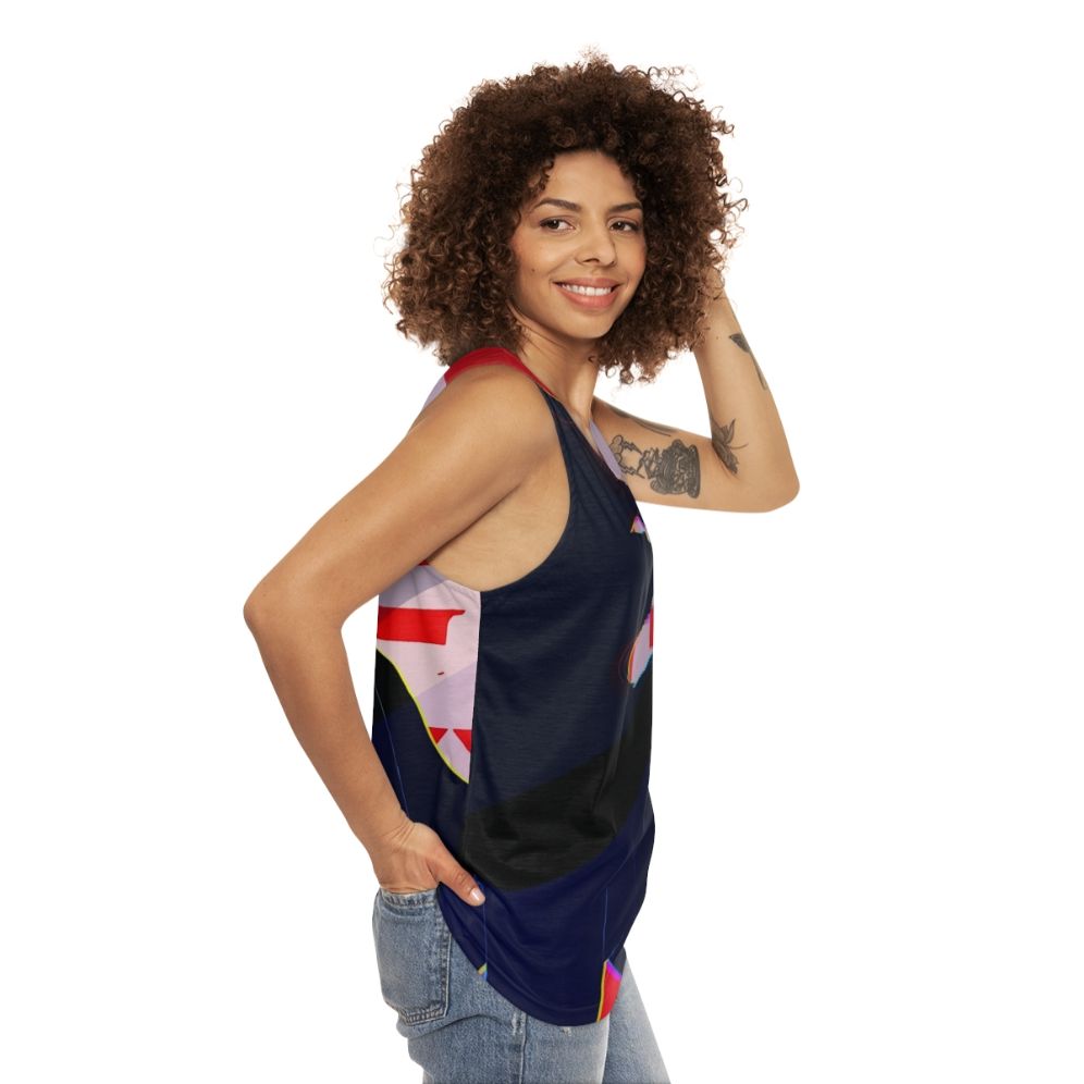 Fierce Wolf Unisex Tank Top with Animal Print Design - women side