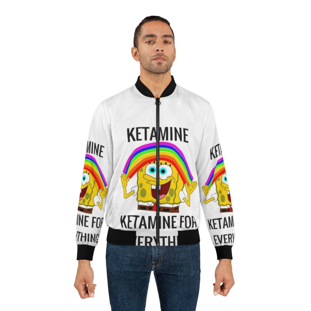 Ketamine Bomber Jacket with Paramedic and EMT Meme Graphics - Lifestyle