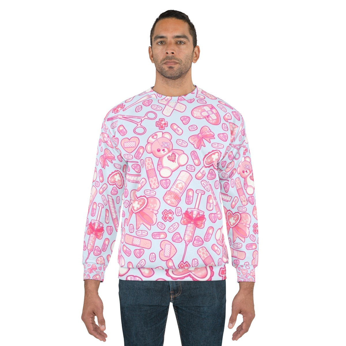 Sickly Sweet Pastel Goth Sweatshirt with Medical Horror Kawaii Vibes - men