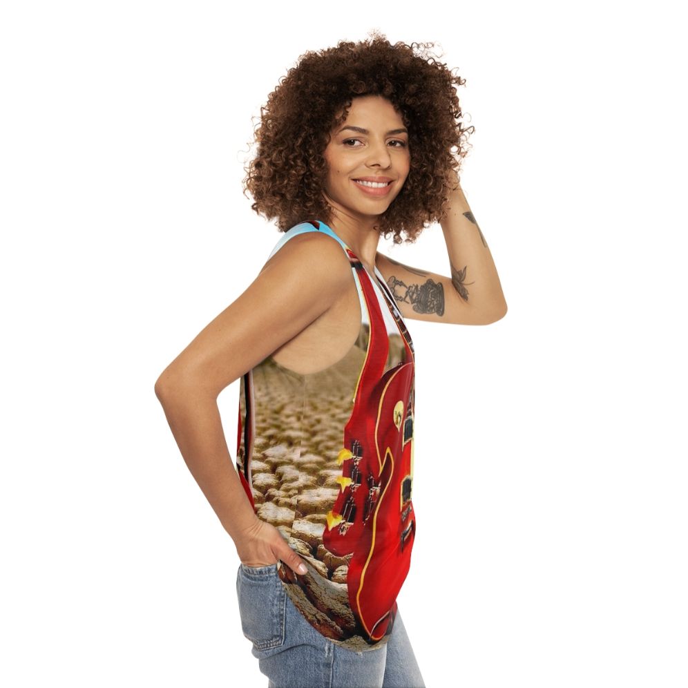 Melted guitar vintage abstract desert art unisex tank top - women side