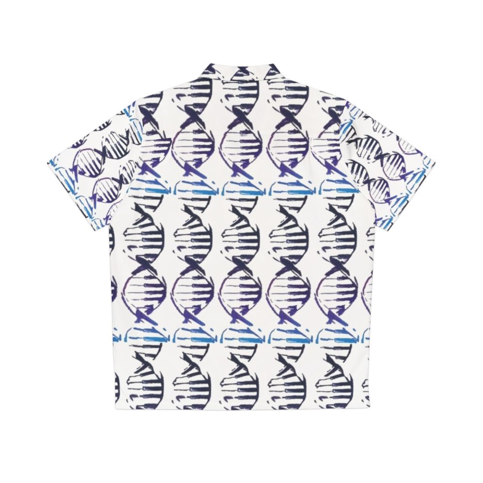 DNA inspired Hawaiian shirt with piano keys and double helix pattern - Back