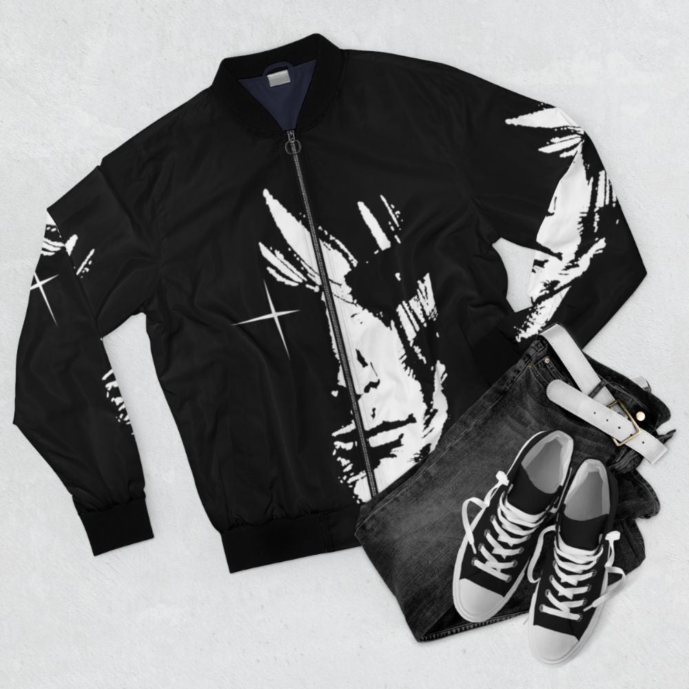 Sandman Morpheus Bomber Jacket featuring the iconic character from the Sandman comics - Flat lay