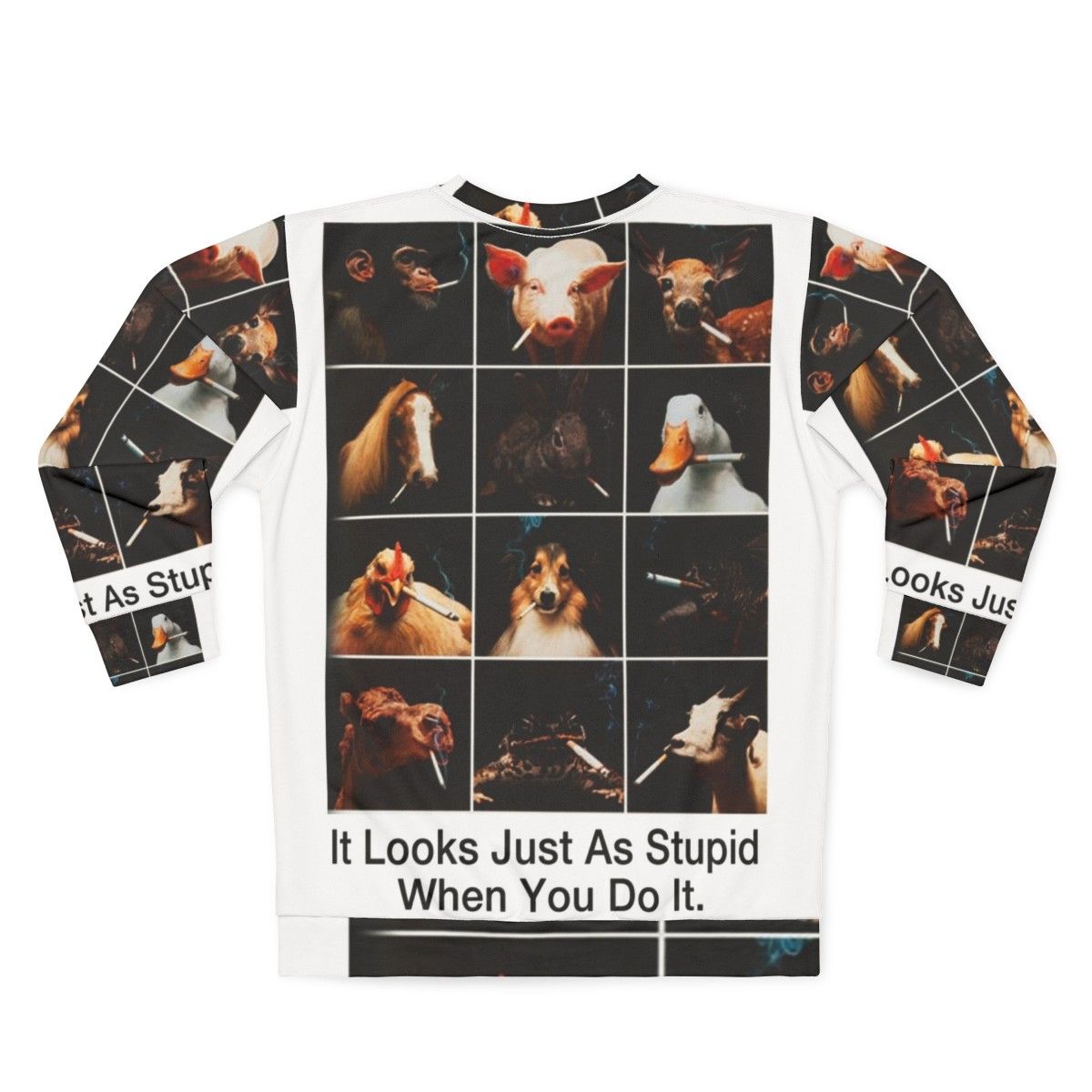 Anti Smoking Animals Sweatshirt - Quit Smoking Awareness Apparel - Back