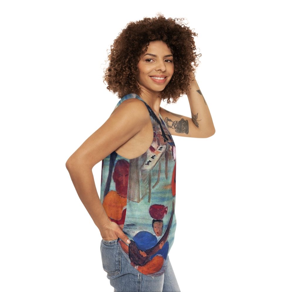 The Band's 'Big Pink' Album Cover Unisex Tank Top - women side