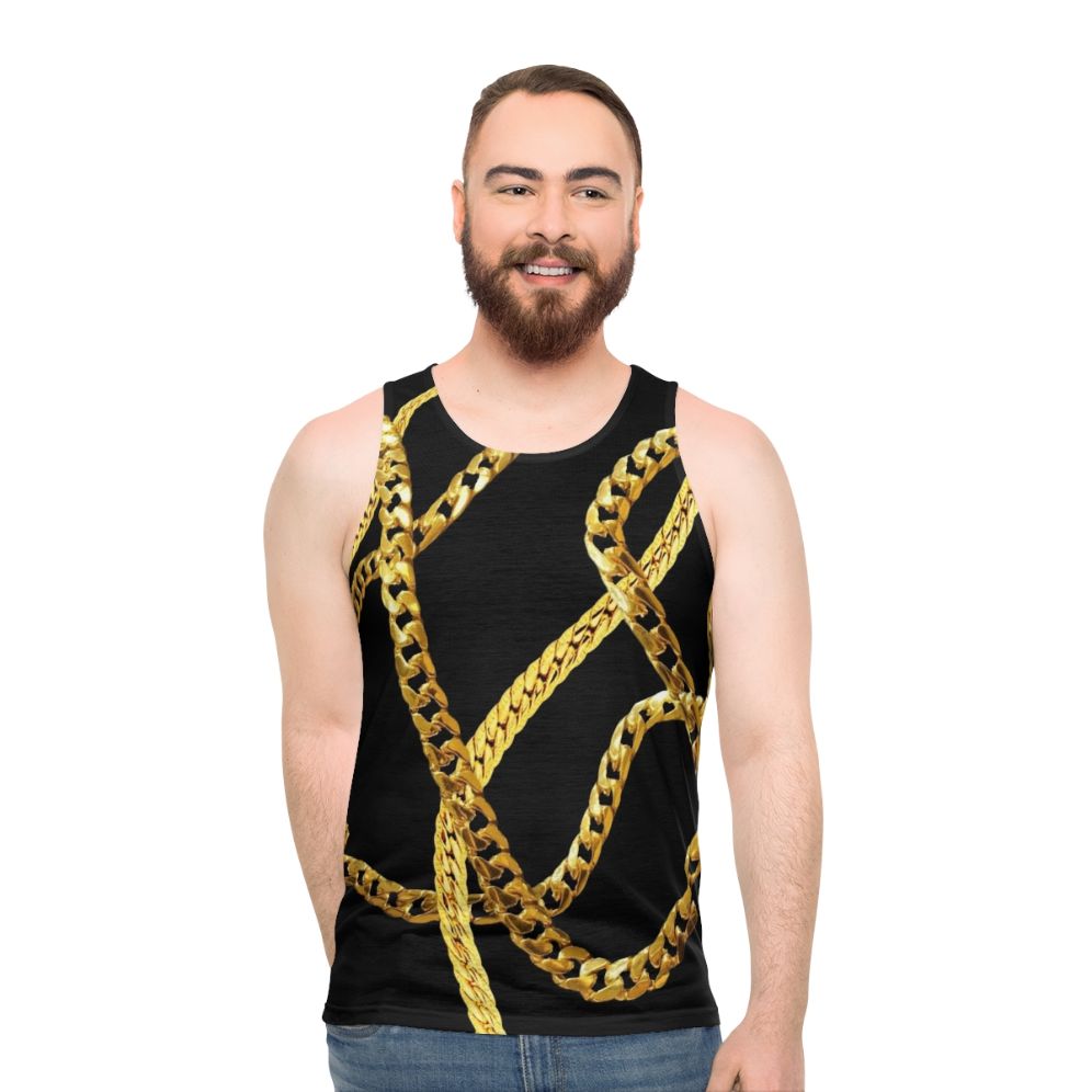 Gold chains unisex tank top - men