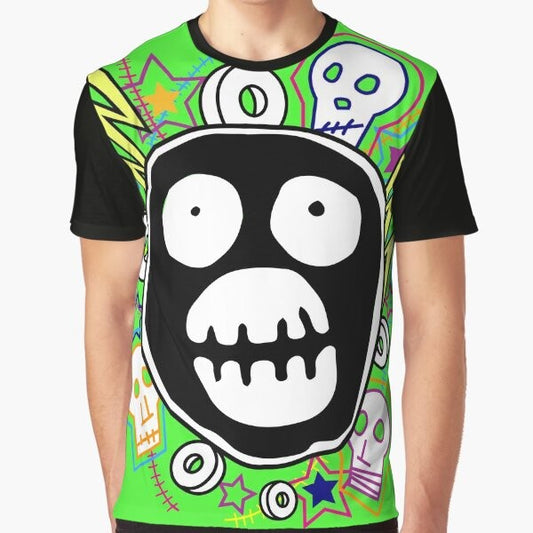 The Mighty Boosh logo graphic t-shirt featuring a colorful design