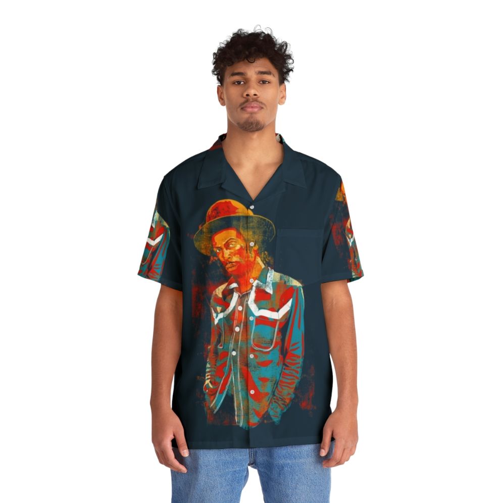 Vintage Jamaican Cowboy Hawaiian Shirt featuring Reggae Music Inspired Design - People Front