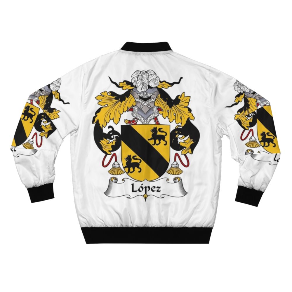 Lopez Coat of Arms/Family Crest Bomber Jacket - Celebrate Your Hispanic Heritage - Back