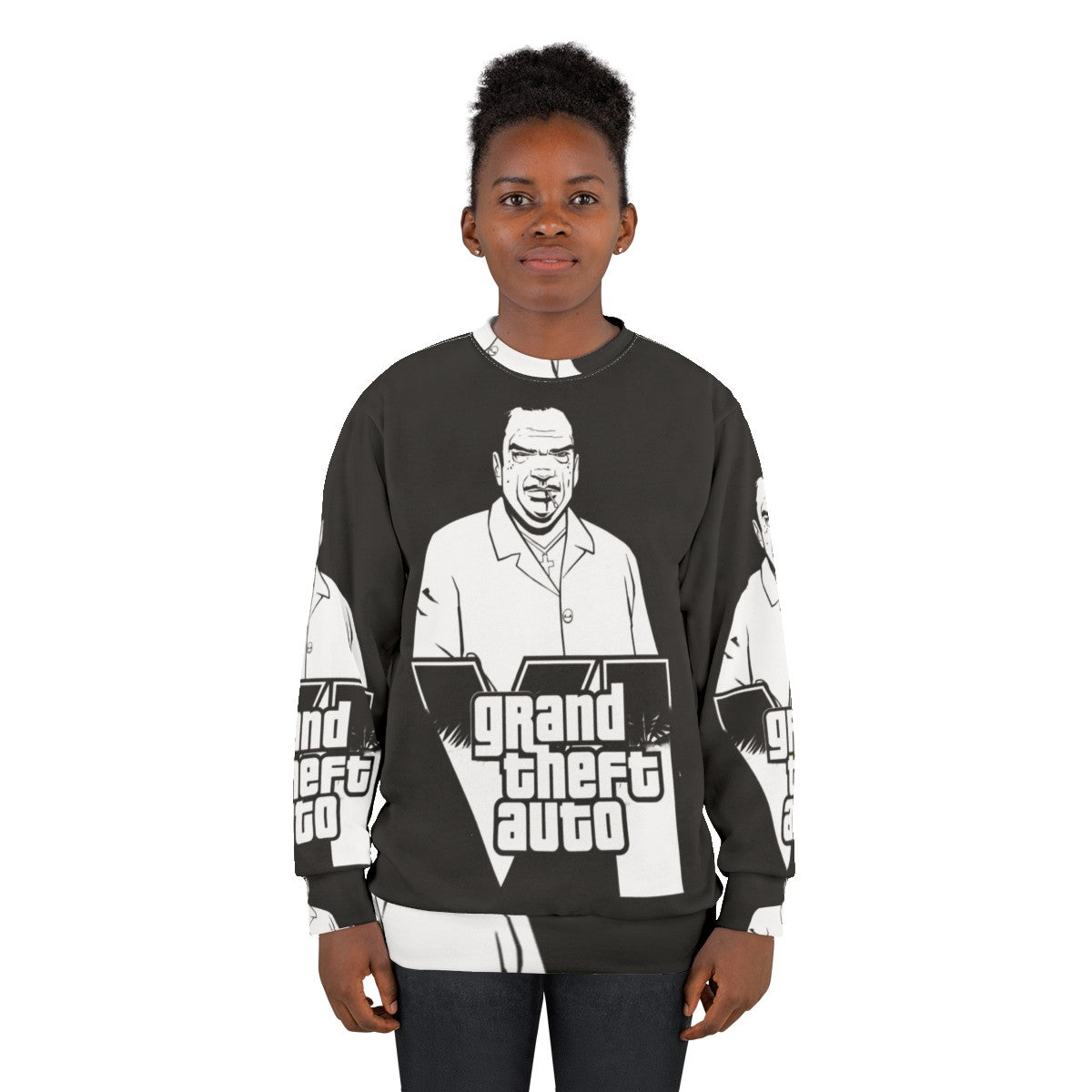 Grand Theft Auto Sweatshirt featuring classic GTA video game graphics - women