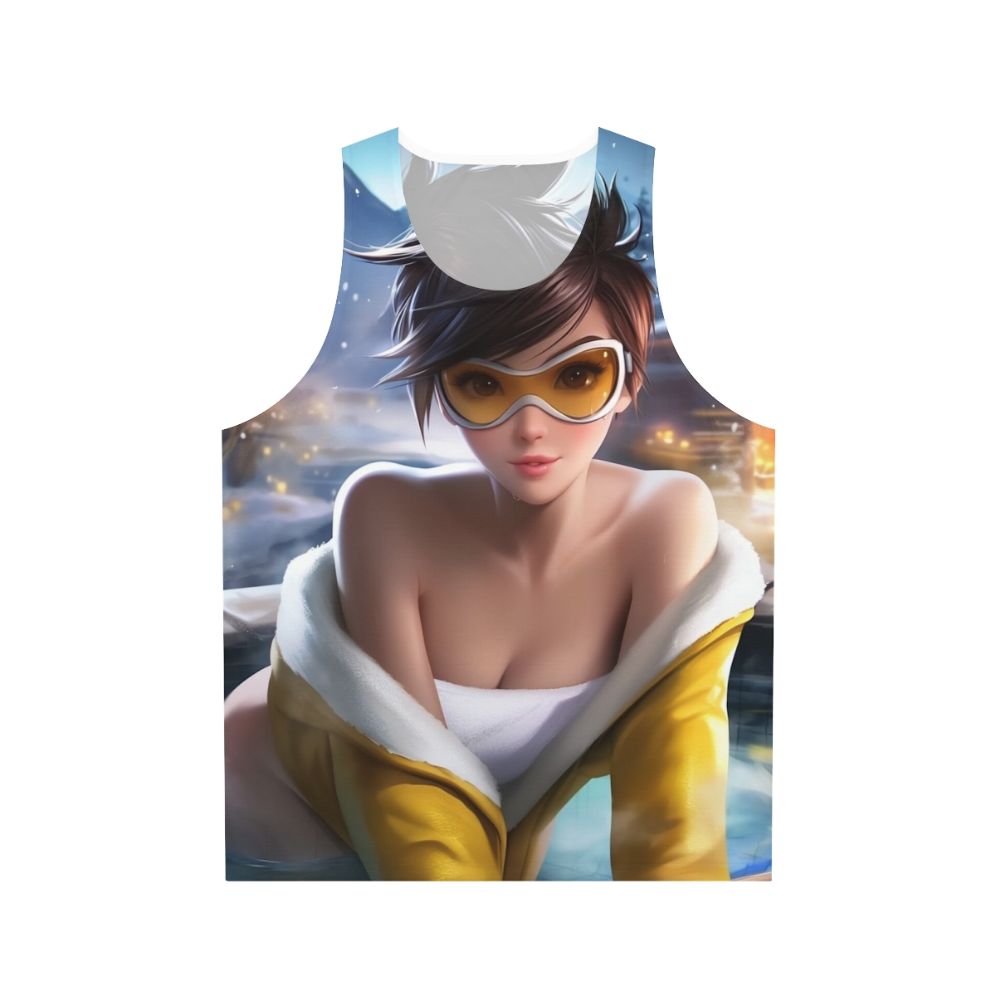 Anime-inspired hot spring tank top with Tracer design