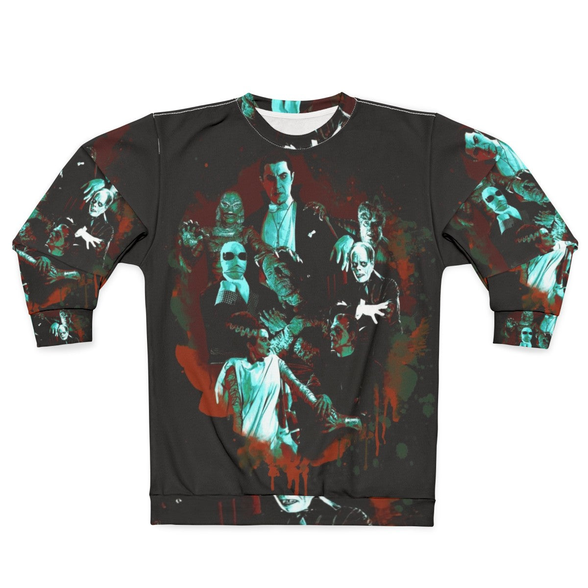 Classic Universal Monster Sweatshirt featuring Dracula, Frankenstein, Mummy, and other iconic horror characters